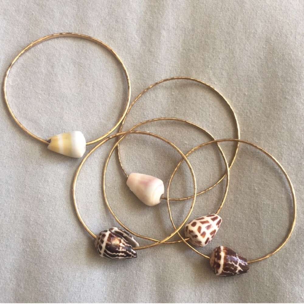 Gold Hawaiian Shell Bangles